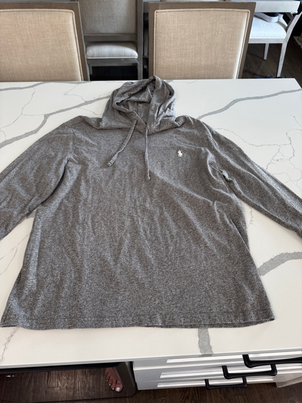 Polo by Ralph Lauren Men's Heather Gray Hooded Long-Sleeve Shirt